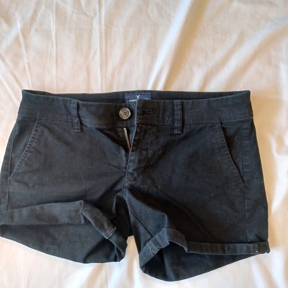 American Eagle Black Midi Shorts